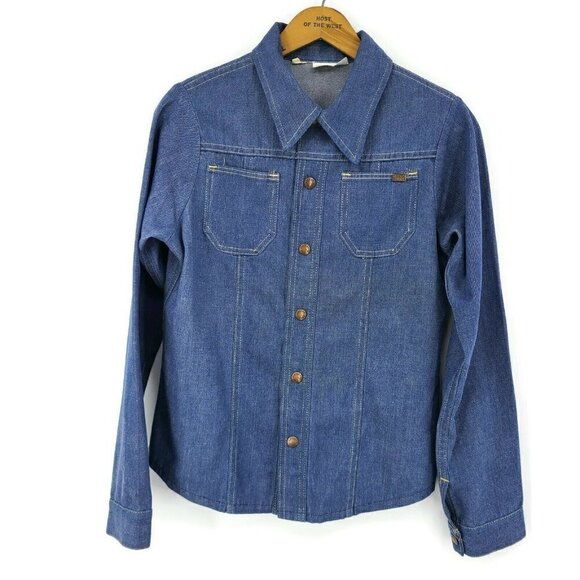 Cheap Jeans Tops - Vintage Cheap Jeans Denim Shirt Womens S? Long Sleeve Snap Front